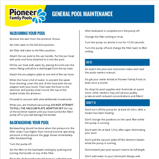 Pool Winterizing Instructions
